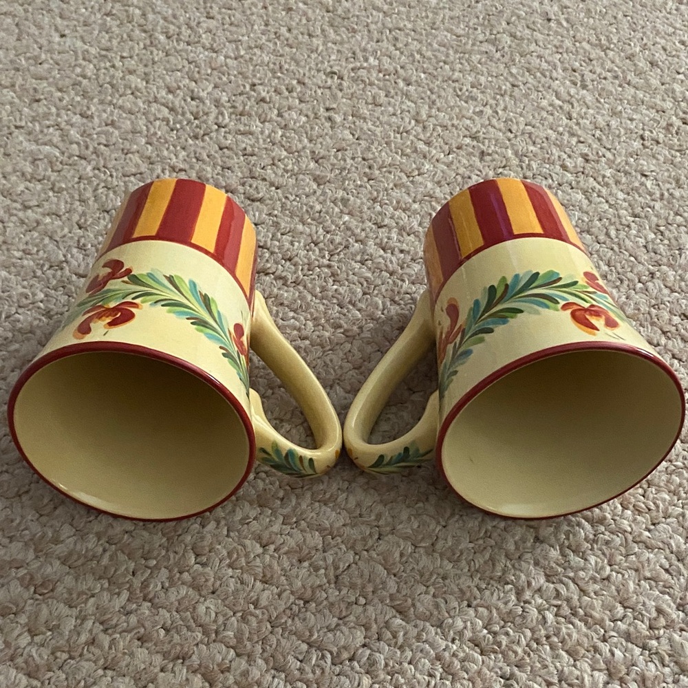 2 Vintage Gail Pittman Hand Painted coffee mugs Siena  Garland Pattern - Picture 14 of 17